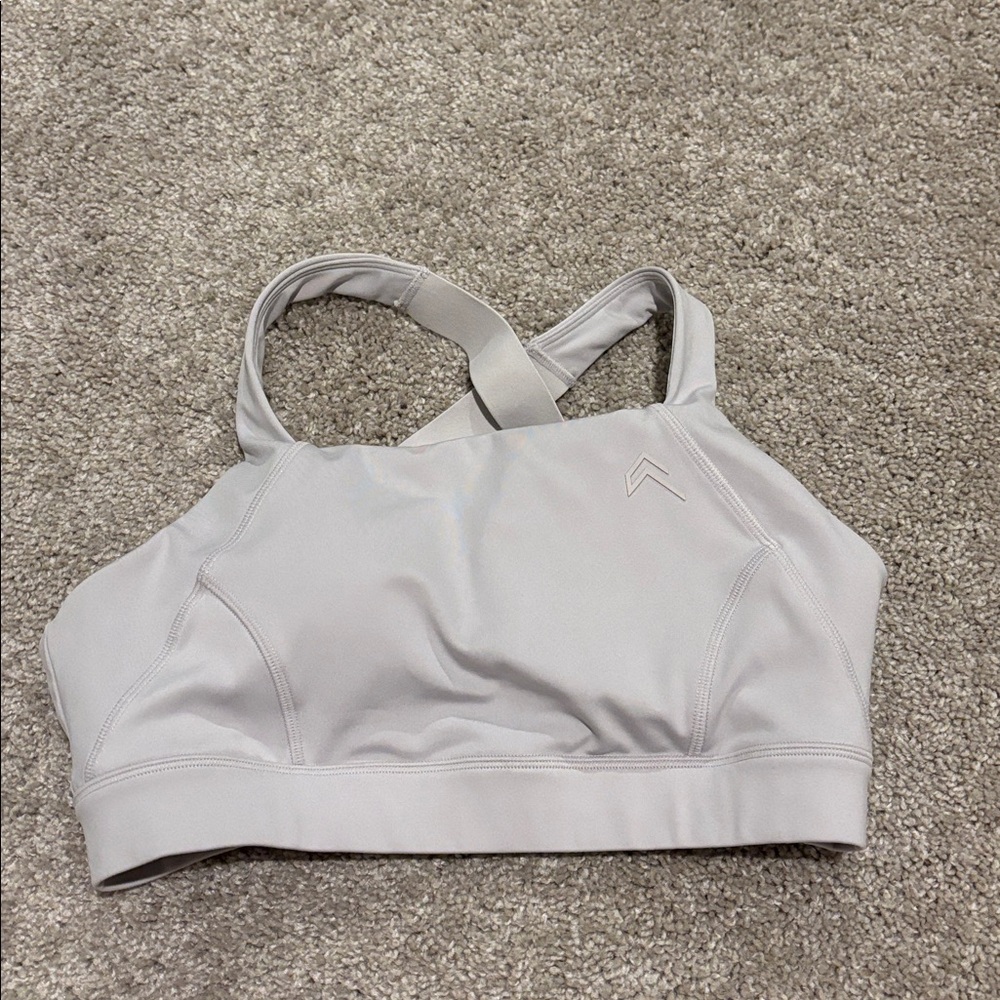 Oner active light gray halter Sports Bra with Cross Back thick strap